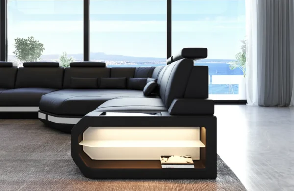 Büffelleder Ecksofa Aurora mit Ottomane L-Form M – Bild 6