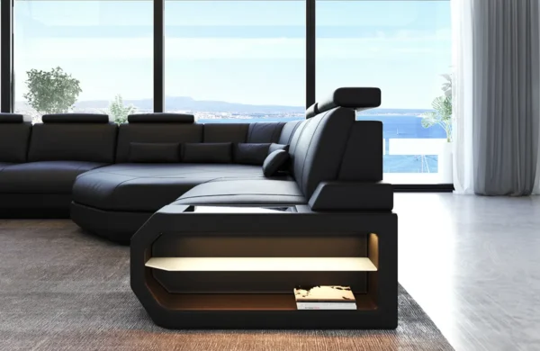 Büffelleder Ecksofa Aurora mit Ottomane L-Form M – Bild 9