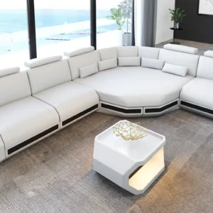 Büffelleder Ecksofa Aurora mit Ottomane L-Form M