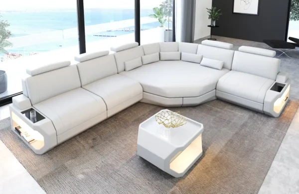 Büffelleder Ecksofa Aurora mit Ottomane L-Form M – Bild 16