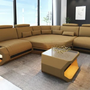 Wildlederoptik Ecksofa Aurora mit Ottomane L-Form (Symmetrisch) S