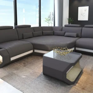 Wildlederoptik Ecksofa Aurora mit Ottomane L-Form (Symmetrisch) S