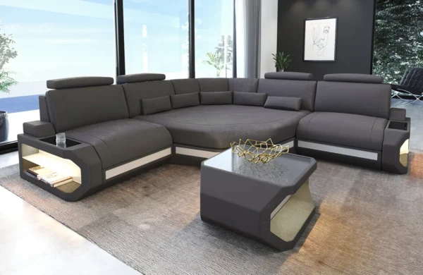 Wildlederoptik Ecksofa Aurora mit Ottomane L-Form (Symmetrisch) S – Bild 8