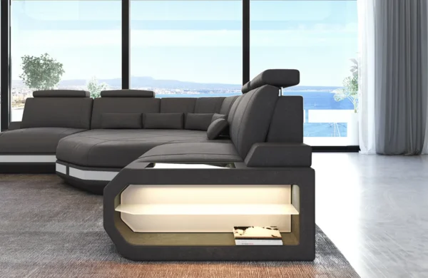 Wildlederoptik Ecksofa Aurora mit Ottomane L-Form (Symmetrisch) S – Bild 9