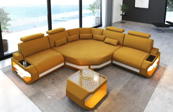 Wildlederoptik Ecksofa Aurora mit Ottomane L-Form (Symmetrisch) S