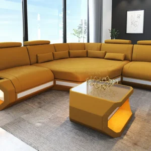 Wildlederoptik Ecksofa Aurora mit Ottomane L-Form (Symmetrisch) S