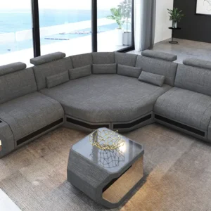 Webstoff Ecksofa Aurora mit Ottomane L-Form (Symmetrisch) S