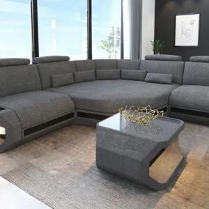 Webstoff Ecksofa Aurora mit Ottomane L-Form (Symmetrisch) S
