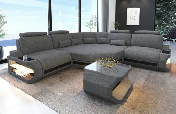 Webstoff Ecksofa Aurora mit Ottomane L-Form (Symmetrisch) S – Bild 8