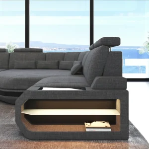 Webstoff Ecksofa Aurora mit Ottomane L-Form (Symmetrisch) S