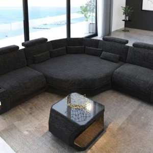 Webstoff Ecksofa Aurora mit Ottomane L-Form (Symmetrisch) S