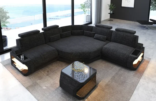 Webstoff Ecksofa Aurora mit Ottomane L-Form (Symmetrisch) S – Bild 10