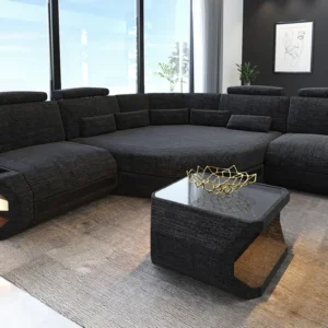 Webstoff Ecksofa Aurora mit Ottomane L-Form (Symmetrisch) S