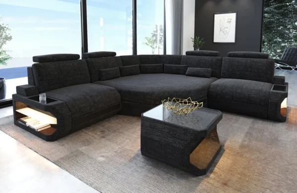 Webstoff Ecksofa Aurora mit Ottomane L-Form (Symmetrisch) S – Bild 11