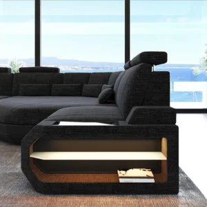 Webstoff Ecksofa Aurora mit Ottomane L-Form (Symmetrisch) S