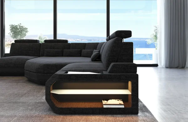 Webstoff Ecksofa Aurora mit Ottomane L-Form (Symmetrisch) S – Bild 12