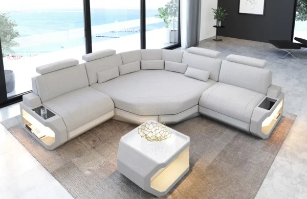 Webstoff Ecksofa Aurora mit Ottomane L-Form (Symmetrisch) S – Bild 4