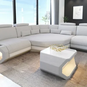 Webstoff Ecksofa Aurora mit Ottomane L-Form (Symmetrisch) S