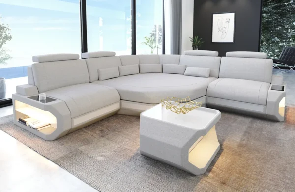 Webstoff Ecksofa Aurora mit Ottomane L-Form (Symmetrisch) S – Bild 5