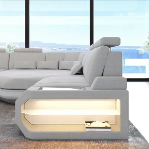 Webstoff Ecksofa Aurora mit Ottomane L-Form (Symmetrisch) S