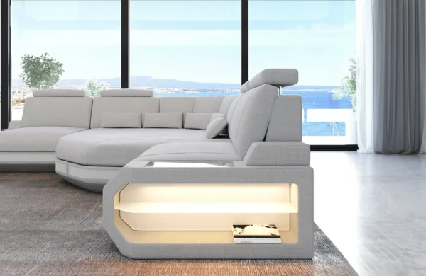 Webstoff Ecksofa Aurora mit Ottomane L-Form (Symmetrisch) S – Bild 6