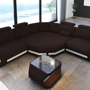 Webstoff Ecksofa Aurora mit Ottomane L-Form (Symmetrisch) S