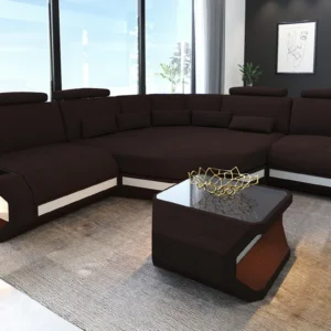 Webstoff Ecksofa Aurora mit Ottomane L-Form (Symmetrisch) S