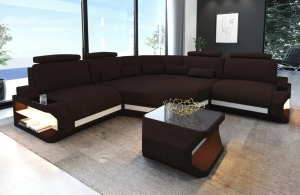 Webstoff Ecksofa Aurora mit Ottomane L-Form (Symmetrisch) S – Bild 2