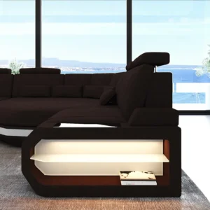 Webstoff Ecksofa Aurora mit Ottomane L-Form (Symmetrisch) S