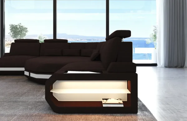 Webstoff Ecksofa Aurora mit Ottomane L-Form (Symmetrisch) S – Bild 3