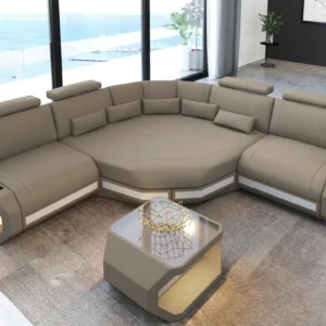 Mikrofaser Ecksofa Aurora mit Ottomane L-Form (Symmetrisch) S