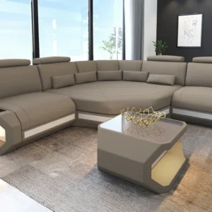 Mikrofaser Ecksofa Aurora mit Ottomane L-Form (Symmetrisch) S