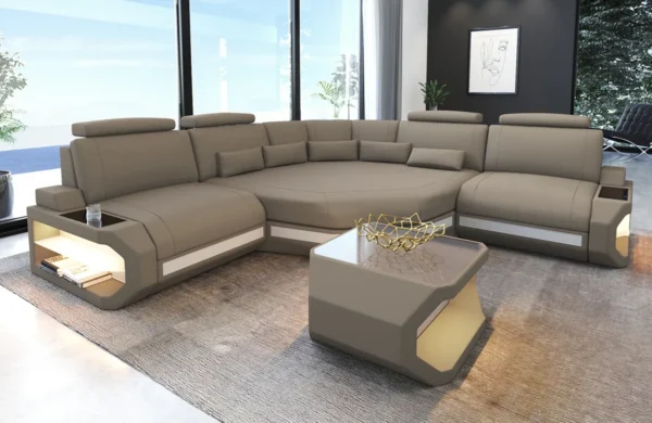 Mikrofaser Ecksofa Aurora mit Ottomane L-Form (Symmetrisch) S – Bild 2