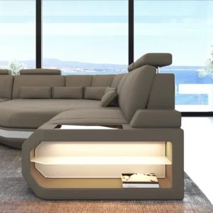 Mikrofaser Ecksofa Aurora mit Ottomane L-Form (Symmetrisch) S