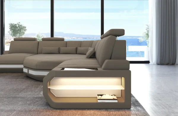 Mikrofaser Ecksofa Aurora mit Ottomane L-Form (Symmetrisch) S – Bild 3