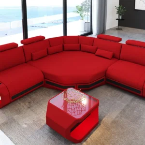 Mikrofaser Ecksofa Aurora mit Ottomane L-Form (Symmetrisch) S