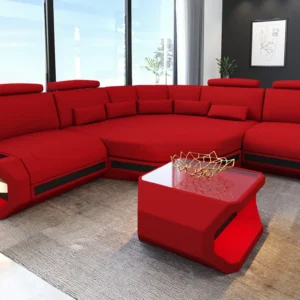 Mikrofaser Ecksofa Aurora mit Ottomane L-Form (Symmetrisch) S
