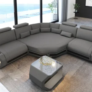 Mikrofaser Ecksofa Aurora mit Ottomane L-Form (Symmetrisch) S