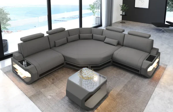 Mikrofaser Ecksofa Aurora mit Ottomane L-Form (Symmetrisch) S – Bild 4