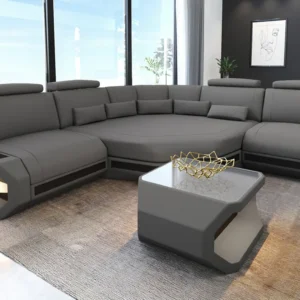 Mikrofaser Ecksofa Aurora mit Ottomane L-Form (Symmetrisch) S