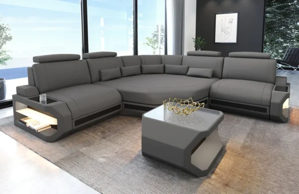 Mikrofaser Ecksofa Aurora mit Ottomane L-Form (Symmetrisch) S – Bild 5