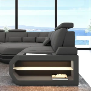 Mikrofaser Ecksofa Aurora mit Ottomane L-Form (Symmetrisch) S