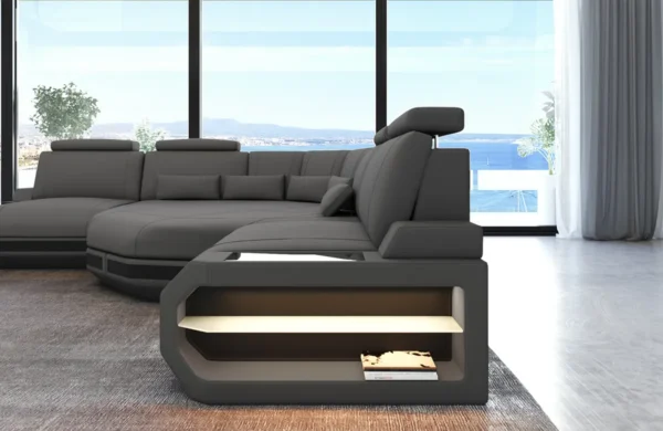 Mikrofaser Ecksofa Aurora mit Ottomane L-Form (Symmetrisch) S – Bild 6