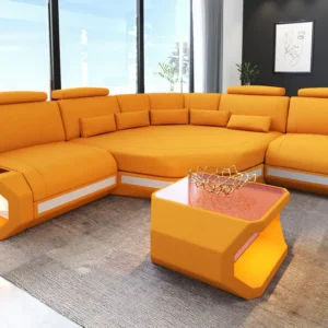 Mikrofaser Ecksofa Aurora mit Ottomane L-Form (Symmetrisch) S