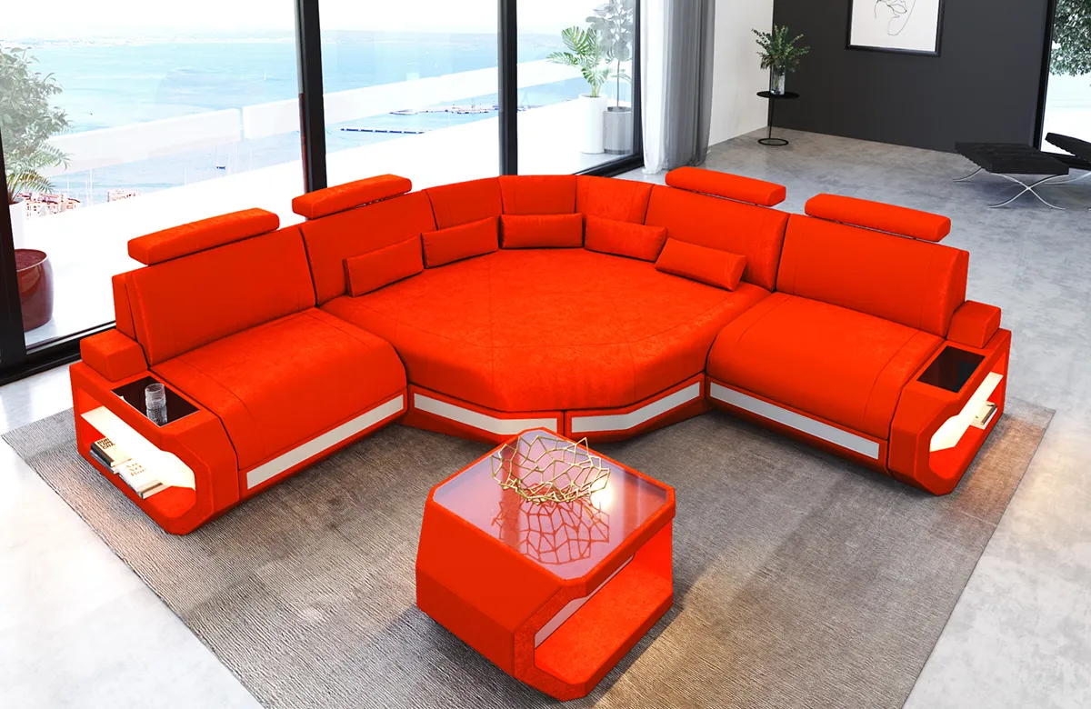 Samtstoff Ecksofa Aurora mit Ottomane L-Form (Symmetrisch) S