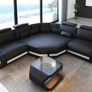 Büffelleder Ecksofa Aurora mit Ottomane L-Form (Symmetrisch) S