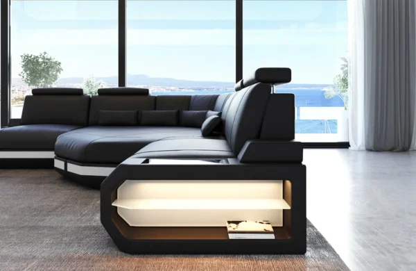 Büffelleder Ecksofa Aurora mit Ottomane L-Form (Symmetrisch) S – Bild 3