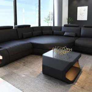 Büffelleder Ecksofa Aurora mit Ottomane L-Form (Symmetrisch) S