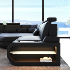Büffelleder Ecksofa Aurora mit Ottomane L-Form (Symmetrisch) S