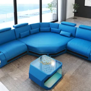 Kunstleder Ecksofa Aurora mit Ottomane L-Form (Symmetrisch) S